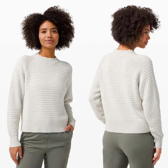 lululemon athletica Sweaters - Lululemon Texture Play Crew Sweater Pullover Long Sleeve Knit Ribbed Vapor 8